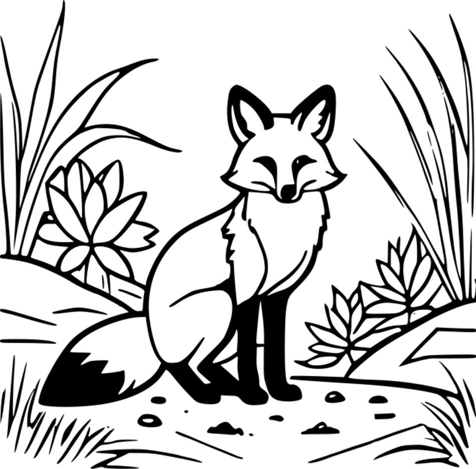 Розмальовка Цікава лисиця (Квадрат)