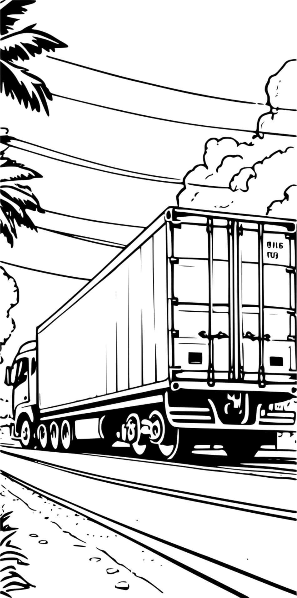 Coloring book Transportation of goods throughout the country (Vertical)