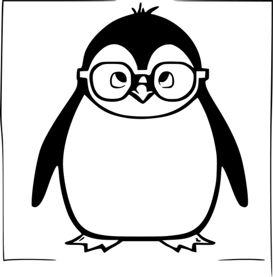 Malbuch Pinguin mit Brille (Quadrat)