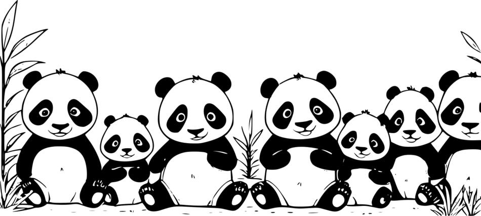 Раскраска Смешные панды (Горизонтальный)