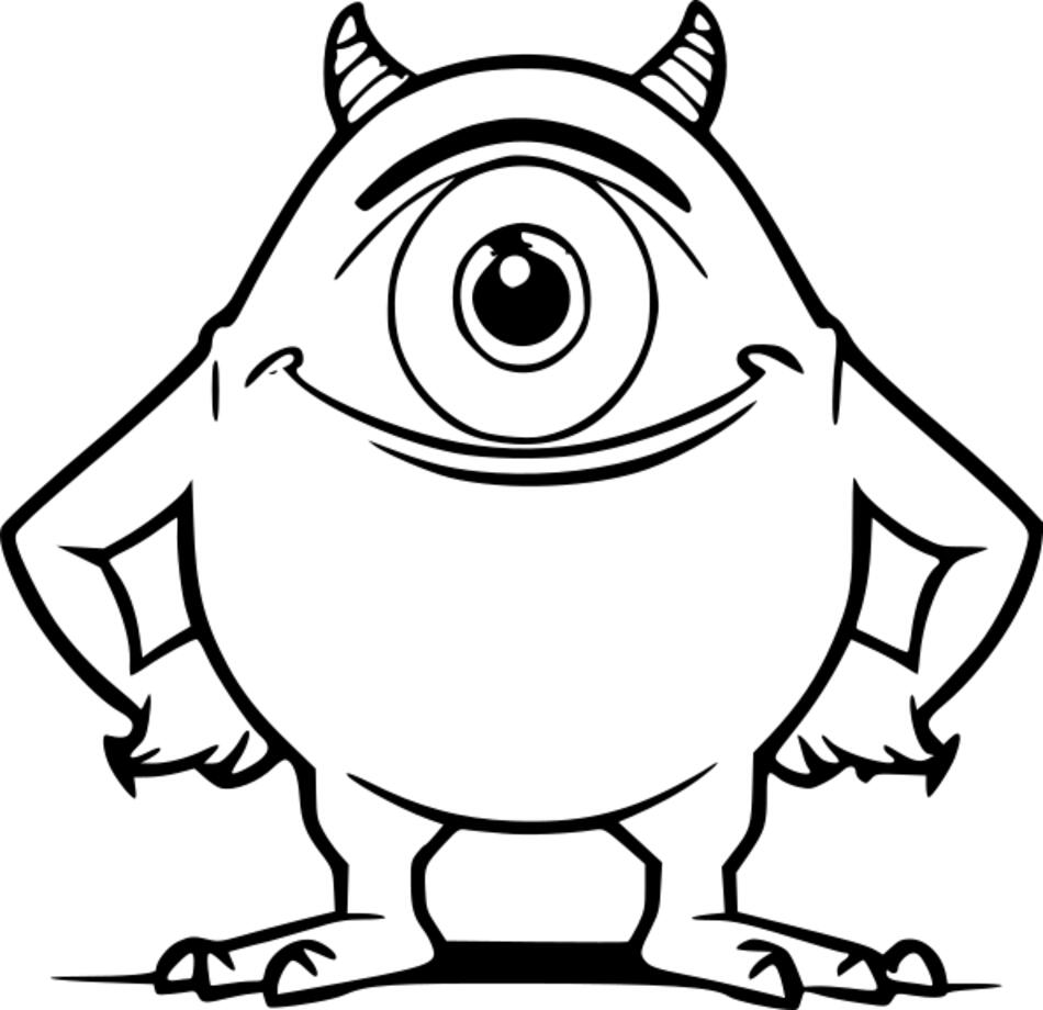 Coloring book Mike Wazowski from Monsters, Inc. (Square)